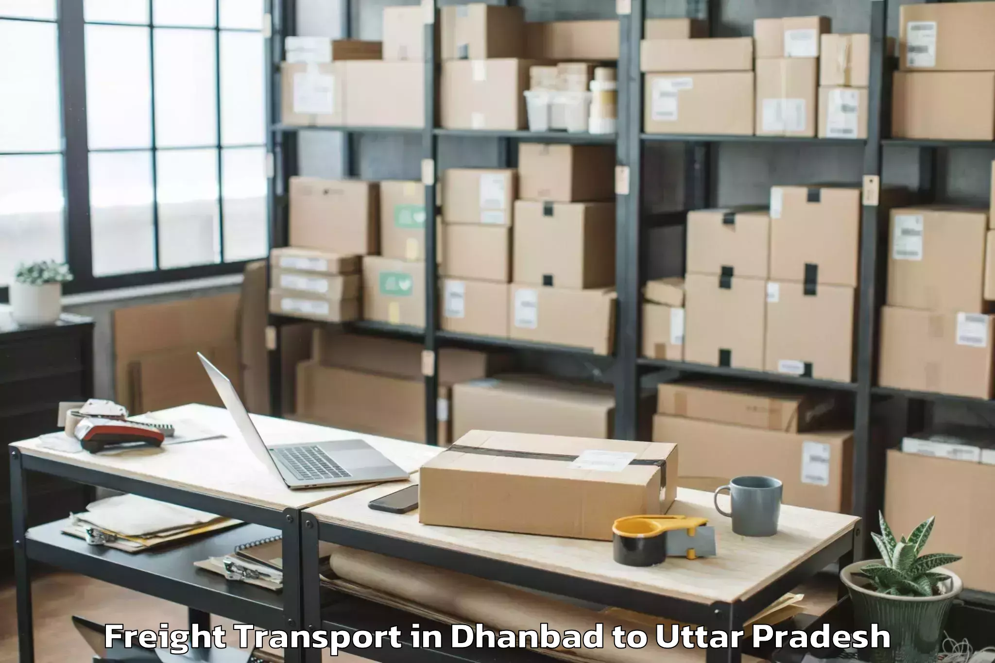 Affordable Dhanbad to Mau Aimma Freight Transport